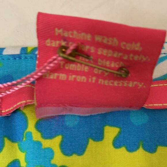 Key West Sz 8 Woman’s Summer Skirt Blue Yellow White Floral Side Zipper Lined - Picture 9 of 10